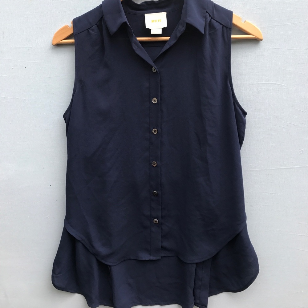 Anthropologie Navy Sleeveless Blouse